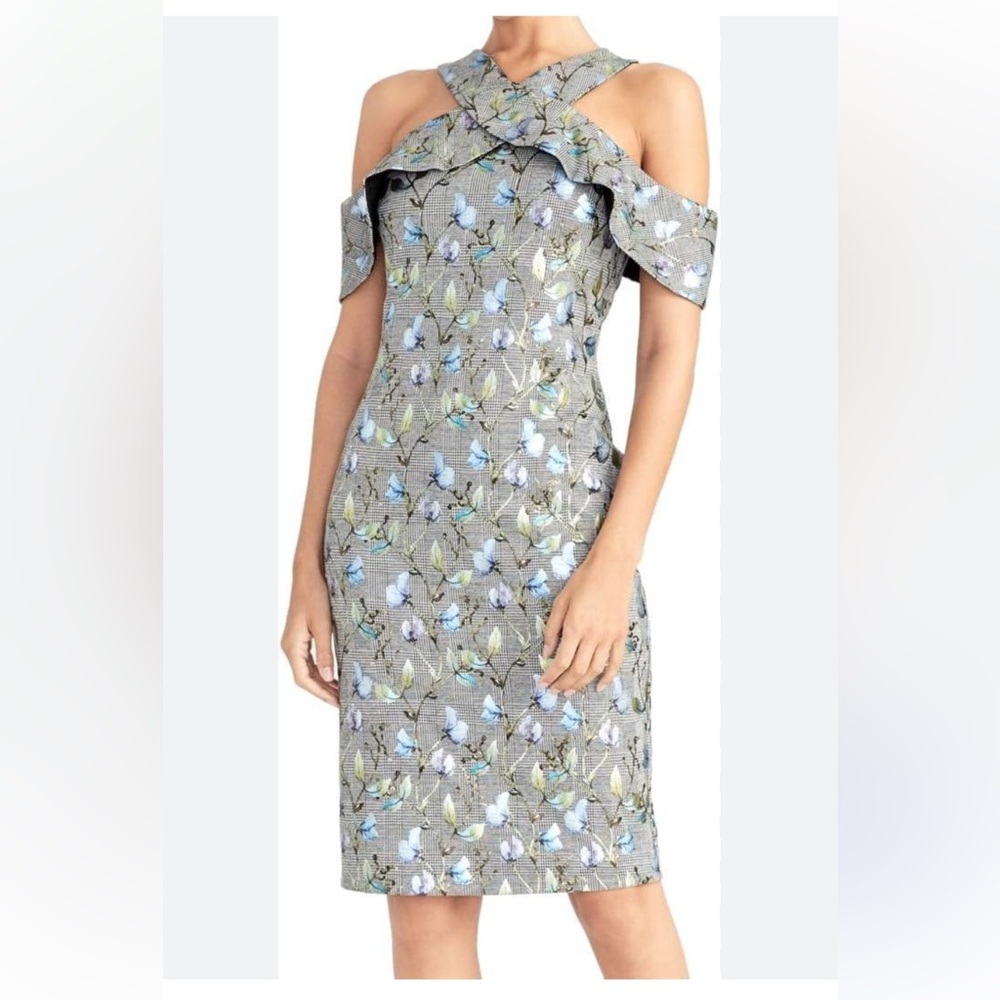 50%offw❤️ NWOT RACHEL RACHEL ROY WOMEN'S METALLIC FLORAL PLAID DRESS S